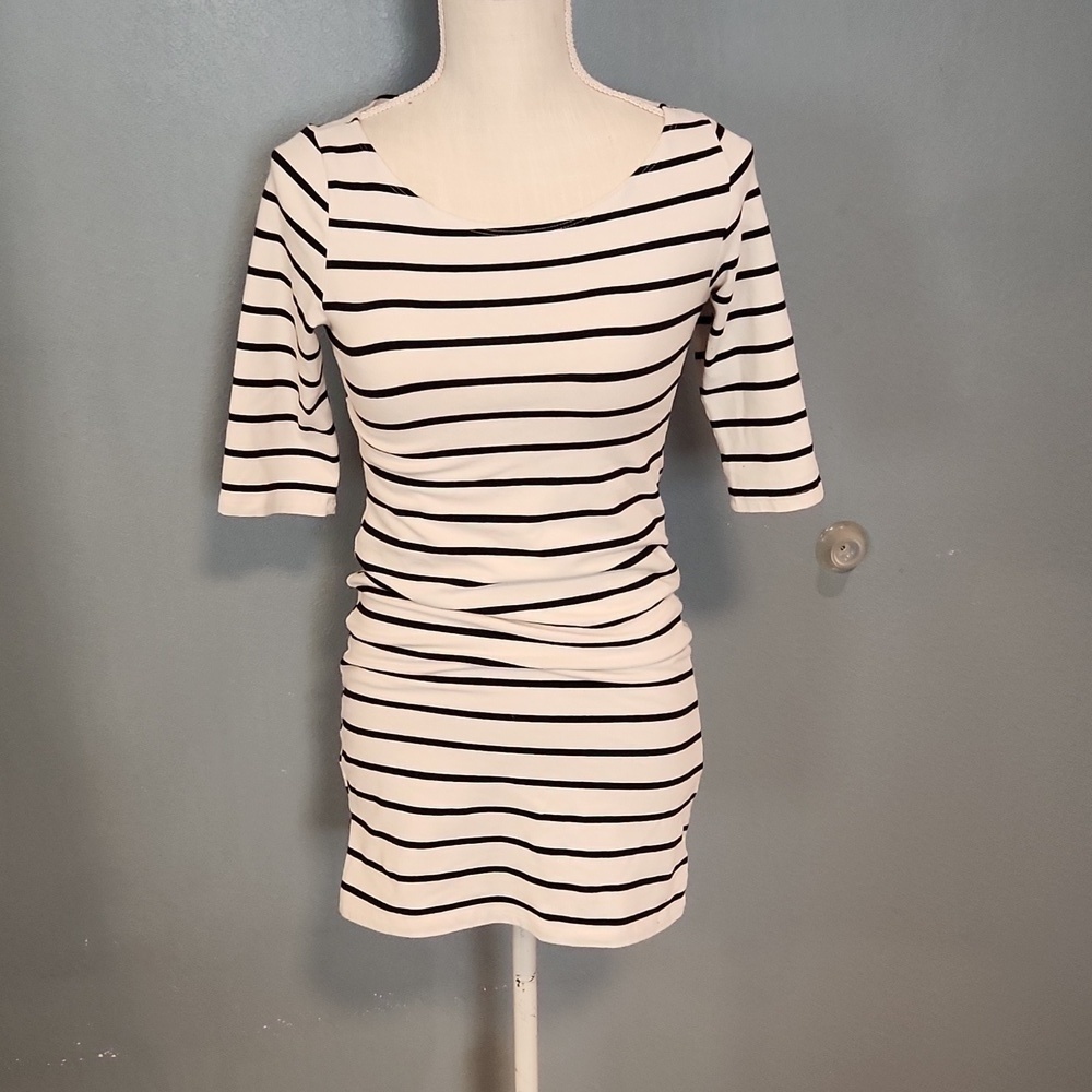 Hearts hips striped Y2K quarter sleeves sweater dress